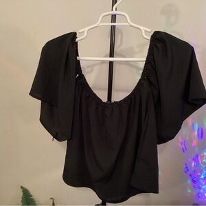 Women's Off Shoulder Half Sleeve Blouse Flare Hem Casual Loose Shirt Tops